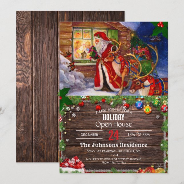Santa claus and rudolph         invitation (Front/Back)
