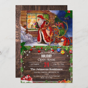 Santa claus and rudolph invitation