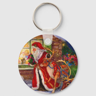 Santa claus and rudolph keychain