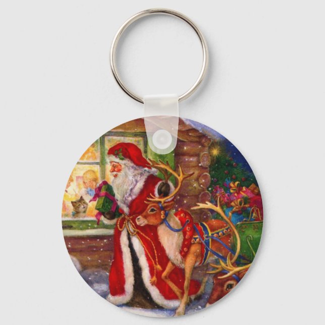 Santa claus and rudolph keychain (Front)