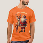 Santa Claus and Rudolph the Red-Nosed Reindeer URM T-Shirt<br><div class="desc">Image of Santa Clause posing with Rudolph the Red-Nosed Reindeer for Christmas celebration.</div>