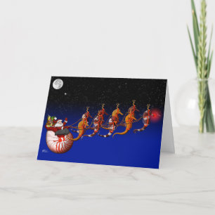 Santa Claus and Seahorse Sleigh Greeting Card