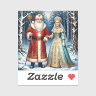 Santa Claus and Snow Maiden Celebrating Christmas