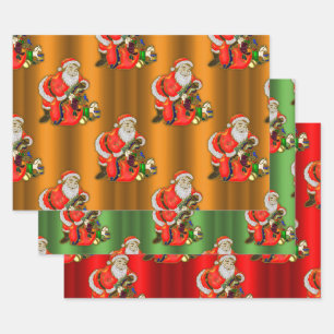 Santa Claus and Toys Christmas Wrapping Paper Sheet