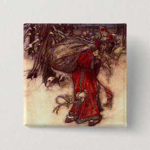 Santa Claus Arthur Rackham 2 Inch Square Button