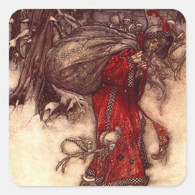 Santa Claus Arthur Rackham  Square Sticker (Front)