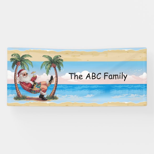  SANTA CLAUS  at beach on Christmas in July Banner (Horizontal)