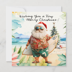 SANTA CLAUS  at Hawaii Beach for Christmas Holiday Card
