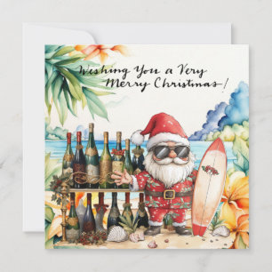 SANTA CLAUS  at Hawaii Beach for Christmas Holiday Card