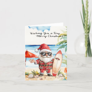 SANTA CLAUS  at Hawaii Beach for Christmas Holiday Card