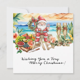 SANTA CLAUS  at Hawaii Beach for Christmas Holiday Card