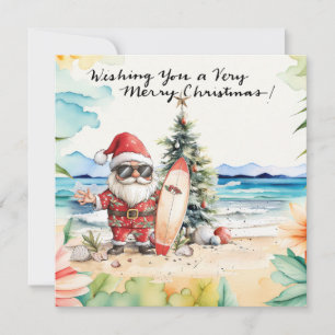 SANTA CLAUS at Hawaii Beach for Christmas Holiday Card