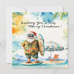 SANTA CLAUS  at Hawaii Beach for Christmas Holiday Card