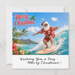 SANTA CLAUS  at Hawaii Beach for Christmas Holiday Card