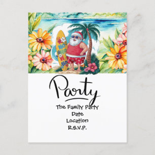 SANTA CLAUS  at Hawaii Beach for Christmas Holiday Postcard
