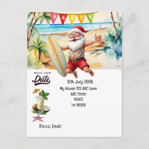  SANTA CLAUS at the Beach Save the date   Postcard