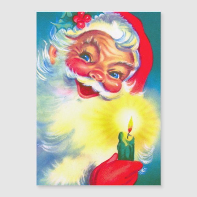 Santa Claus Avec Carte De Vacances Aux Chandelles (Devant)