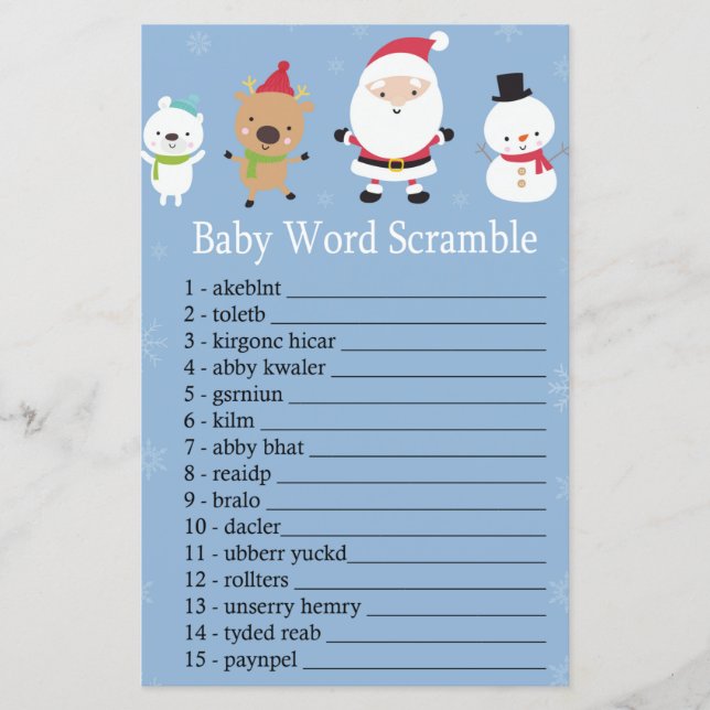Santa Claus Baby word scramble game (Front)