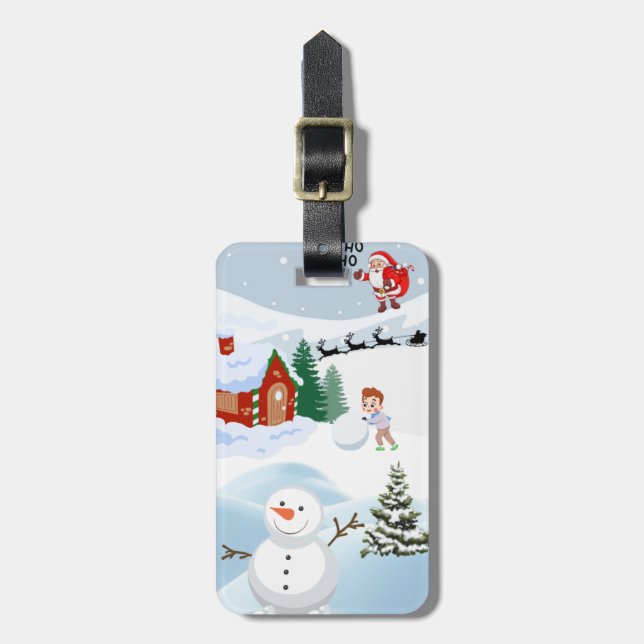 Santa Claus back  christmas  Luggage Tag (Front Vertical)