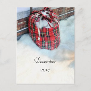 Santa Claus Bag in snow Holiday Postcard