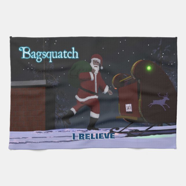 Santa Claus - Bagsquatch Kitchen Towel (Horizontal)