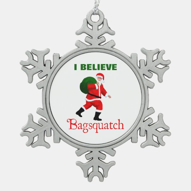 Santa Claus - Bagsquatch Snowflake Pewter Christmas Ornament (Front)