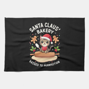Santa Claus Bakery Kneaded To Purrfection Christma Kitchen Towel