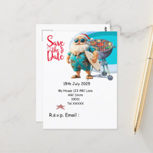 Santa Claus Barbecue Christmas in July Postcard
