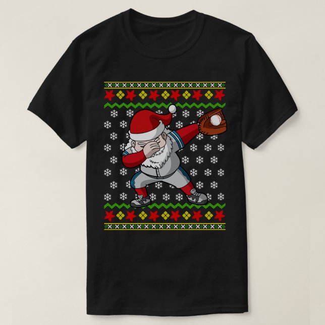 Santa Claus Baseball Player Ugly Christmas Sweater (Design Front)