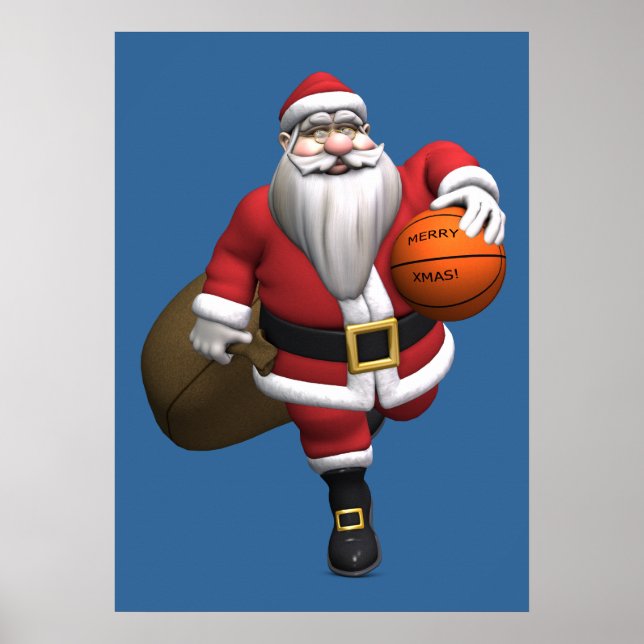 Santa Claus Basketball Player Poster (Front)