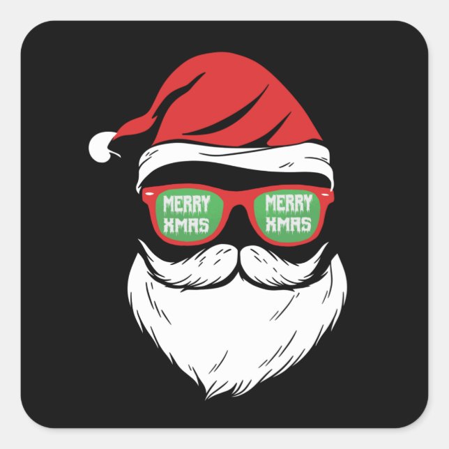 Santa Claus Beard Hat Sunglasses Beard Square Sticker (Front)