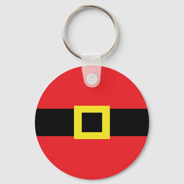 Santa Claus Belly Belt Buckle Holiday Christmas Keychain (Front)