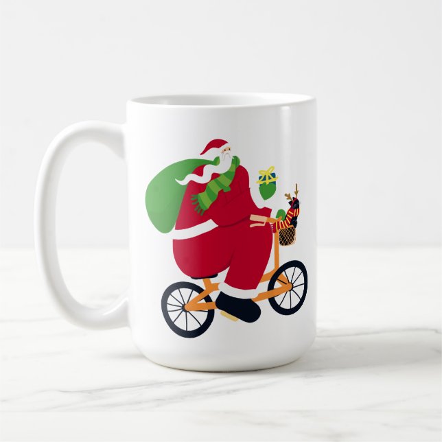Santa Claus bike  Coffee Mug (Left)