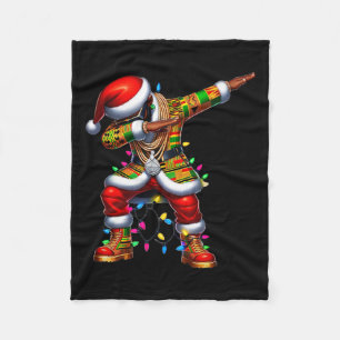 Santa Claus Black African American Xmas Pyjamas 0 Fleece Blanket
