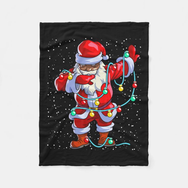 Santa Claus Black Christmas Afro African American  Fleece Blanket (Front)