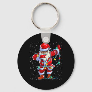 Santa Claus Black Christmas Afro African American  Keychain