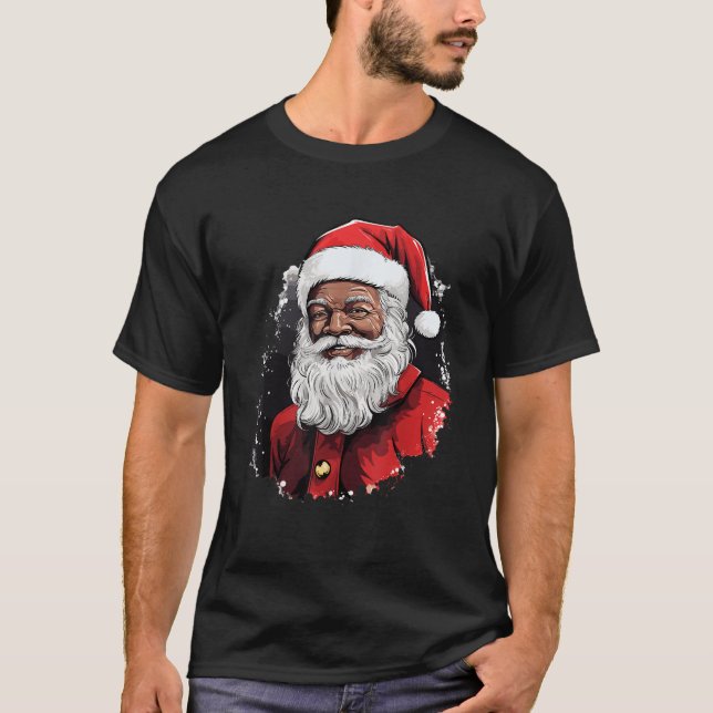 Santa Claus Black Christmas Xmas Santa Afro Africa T-Shirt (Front)
