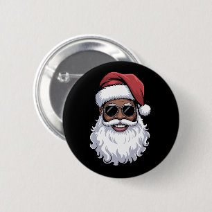 Santa Claus Black Xmas Santa Afro African American 2 Inch Round Button