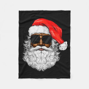 Santa Claus Black Xmas Santa Afro African American Fleece Blanket
