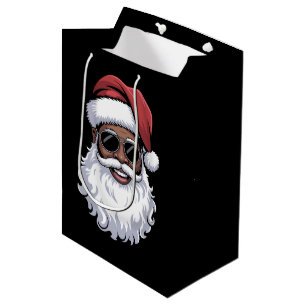 Santa Claus Black Xmas Santa Afro African American Medium Gift Bag