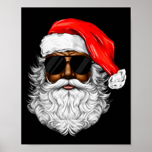 Santa Claus Black Xmas Santa Afro African American Poster