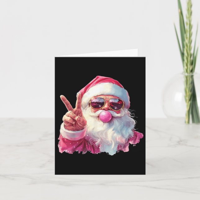 Santa Claus Blowing Bubble Gum Nk Sungles Christma Card (Front)