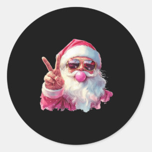 Santa Claus Blowing Bubble Gum Nk Sungles Christma Classic Round Sticker