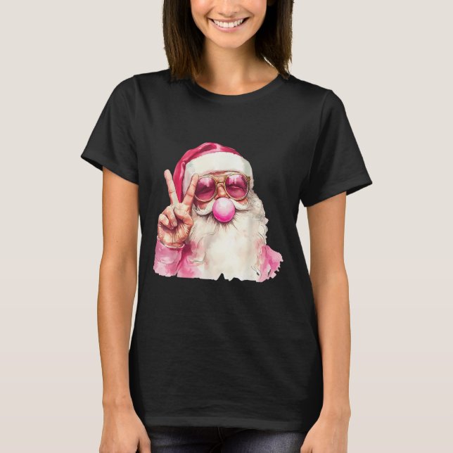 Santa Claus Blowing Bubble Gum Nk Sungles Christma T-Shirt (Front)