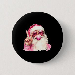 Santa Claus Blowing Bubble Gum Pink Sungles Christ 2 Inch Round Button