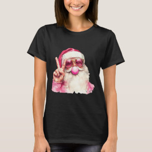 Santa Claus Blowing Bubble Gum Pink Sungles Christ T-Shirt