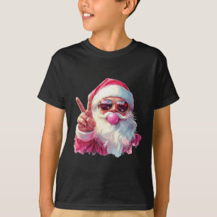 Santa Claus Blowing Bubble Gum Pink Sungles Christ T-Shirt