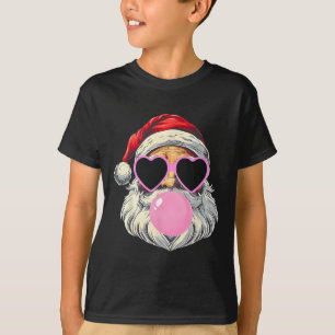 Santa Claus Blowing Bubble Gum Pink Sungles Christ T-Shirt