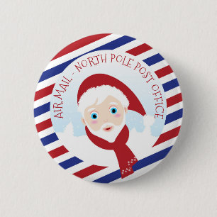 Santa Claus blue and red   2 Inch Round Button