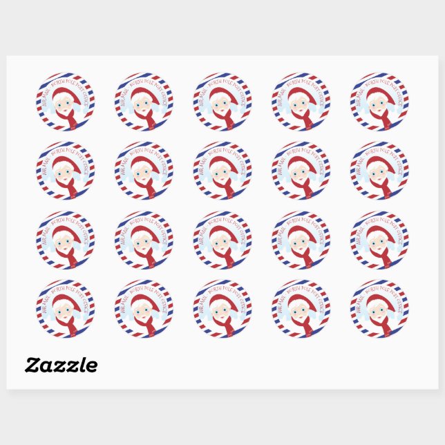 Santa Claus blue and red  Classic Round Sticker (Sheet)